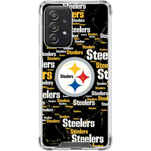 NFL Pittsburgh Steelers Black Blast Galaxy A52 5G Clear Case